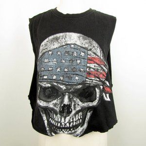 Skull Pirate Cropped Sleeveless Tee Shirt SZ XL